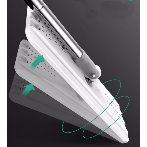 Set de curatenie Flippy, mop si galeata, galeata 5.7 l, 4 rezerve microfibra incluse, design modern, pentru interior, material plastic, peri sintetici, plat, cu storcere, alb - imagine 13