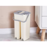 Set de curatenie Flippy, mop si galeata, galeata 6 l, 2 rezerve microfibra incluse, design modern, pentru interior, material plastic, peri sintetici, plat, cu storcere, bej - imagine 2