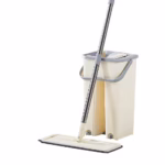 Set de curatenie Flippy, mop si galeata, galeata 6 l, 2 rezerve microfibra incluse, design modern, pentru interior, material plastic, peri sintetici, plat, cu storcere, bej - imagine 5