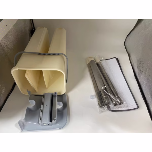 Set de curatenie Flippy, mop si galeata, galeata 6 l, 2 rezerve microfibra incluse, design modern, pentru interior, material plastic, peri sintetici, plat, cu storcere, bej - imagine 9