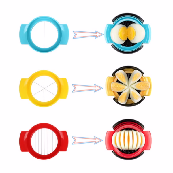 Set feliator 3 in 1 multifunctional Flippy, feliatoare pentru oua/fructe, PP/otel inoxidabil, multicolor, 9 x 10.5 x 5.5 cm - imagine 2