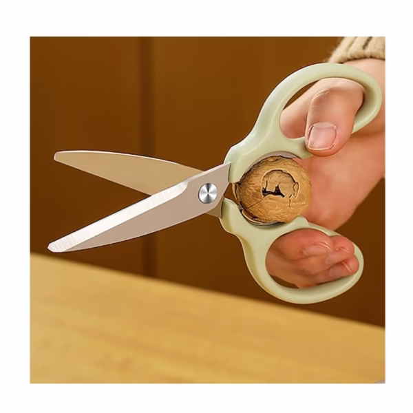 Set foarfeca pentru bucatarie Flippy, curatator legume tip suport, multifunctional, spargator nuci, material ABS si otel inoxidabil, maner ergonomic, 16.8 x 7.8 x 1 cm, verde - imagine 2