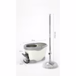 Set Galeata cu Pedala si Mop Rotativ 360°, Flippy, Cu Actiune Centrifuga x4, Pentru Uz Casnic, Maner din Otel Inoxidabil Telescopic, 2 Capte din Bumbac, 46x30x28 cm, Alb Ivoir - imagine 7