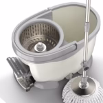 Set Galeata cu Pedala si Mop Rotativ 360°, Flippy, Cu Actiune Centrifuga x4, Pentru Uz Casnic, Maner din Otel Inoxidabil Telescopic, 2 Capte din Bumbac, 46x30x28 cm, Alb Ivoir - imagine 10