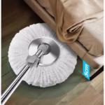 Set Galeata cu Pedala si Mop Rotativ 360°, Flippy, Cu Actiune Centrifuga x4, Pentru Uz Casnic, Maner din Otel Inoxidabil Telescopic, 2 Capte din Bumbac, 46x30x28 cm, Verde Matcha - imagine 8