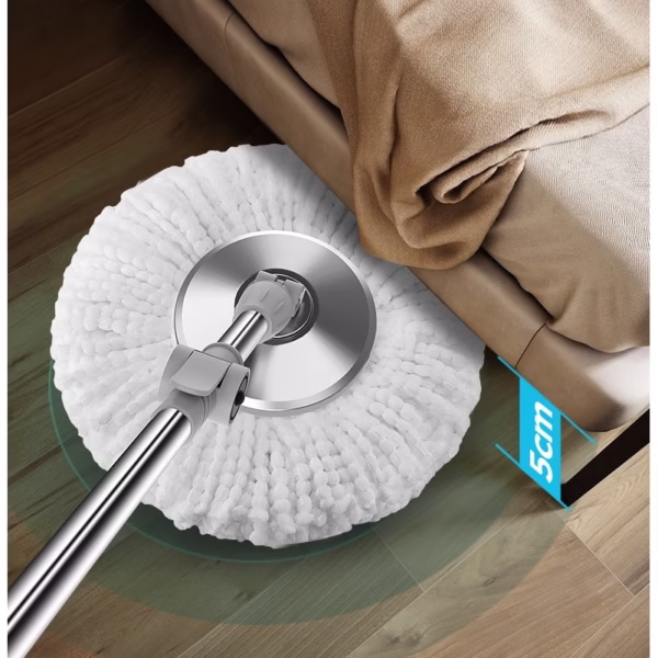 Set Galeata cu Pedala si Mop Rotativ 360°, Flippy, Cu Actiune Centrifuga x4, Pentru Uz Casnic, Maner din Otel Inoxidabil Telescopic, 2 Capte din Bumbac, 46x30x28 cm, Verde Matcha - imagine 8