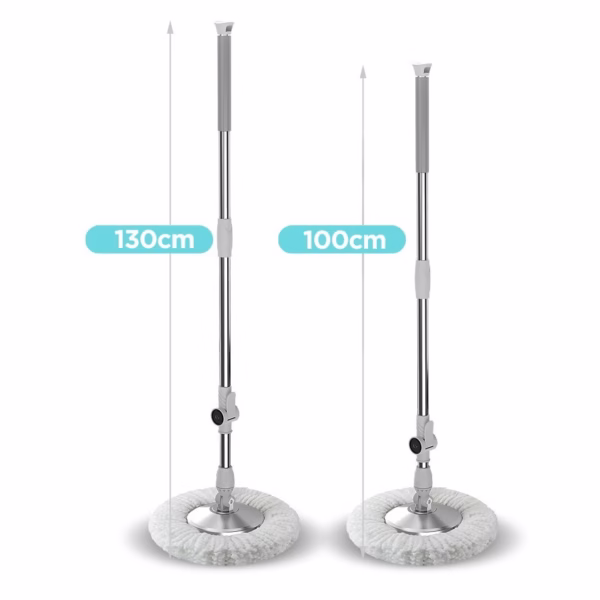 Set Galeata cu Pedala si Mop Rotativ 360°, Flippy, Cu Actiune Centrifuga x4, Pentru Uz Casnic, Maner din Otel Inoxidabil Telescopic, 2 Capte din Bumbac, 46x30x28 cm, Verde Matcha - imagine 12