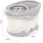 Set Galeata si Mop Rotativ 360°, Flippy, Cu Dubla Actiune Centrifuga, Pentru Uz Casnic, Maner din Otel Inoxidabil Telescopic, 2 Capte din Bumbac, 46x27x29 cm, Alb - imagine 2