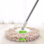 Set Galeata si Mop Rotativ 360°, Flippy, Cu Dubla Actiune Centrifuga, Pentru Uz Casnic, Maner din Otel Inoxidabil Telescopic, 2 Capte din Bumbac, 46x27x29 cm, Alb - imagine 5