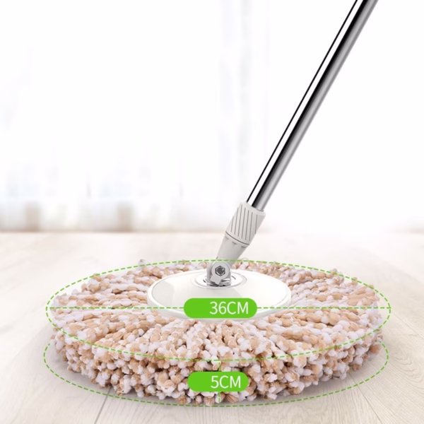 Set Galeata si Mop Rotativ 360°, Flippy, Cu Dubla Actiune Centrifuga, Pentru Uz Casnic, Maner din Otel Inoxidabil Telescopic, 2 Capte din Bumbac, 46x27x29 cm, Alb - imagine 5