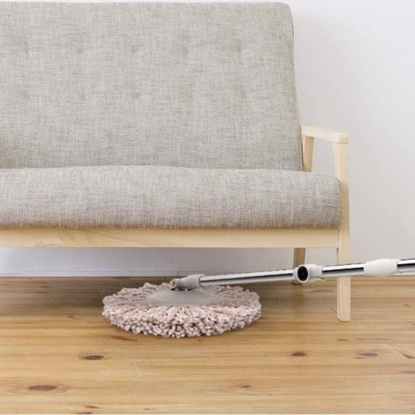 Set Galeata si Mop Rotativ 360°, Flippy, Cu Dubla Actiune Centrifuga, Pentru Uz Casnic, Maner din Otel Inoxidabil Telescopic, 2 Capte din Bumbac, 46x27x29 cm, Alb - imagine 6