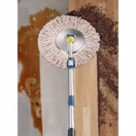 Set Galeata si Mop Rotativ 360°, Flippy, Cu Dubla Actiune Centrifuga, Pentru Uz Casnic, Maner din Otel Inoxidabil Telescopic, 2 Capte din Bumbac, 46x27x29 cm, Alb - imagine 7