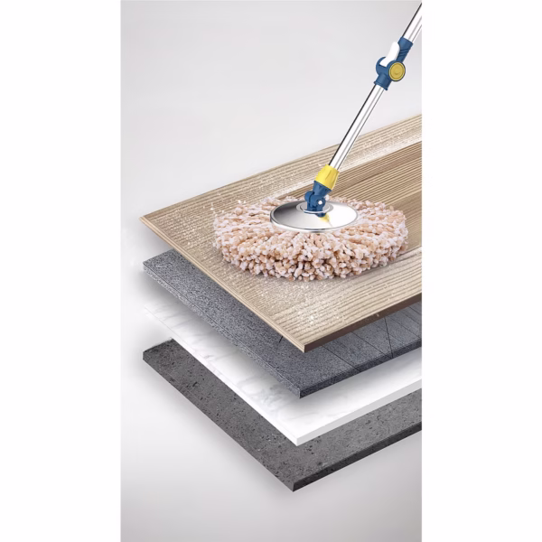 Set Galeata si Mop Rotativ 360°, Flippy, Cu Dubla Actiune Centrifuga, Pentru Uz Casnic, Maner din Otel Inoxidabil Telescopic, 2 Capte din Bumbac, 46x27x29 cm, Alb - imagine 8