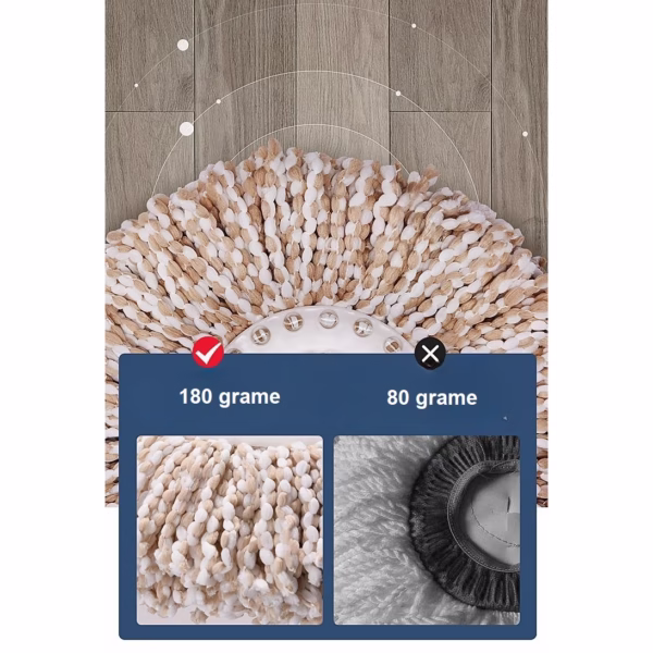 Set Galeata si Mop Rotativ 360°, Flippy, Cu Dubla Actiune Centrifuga, Pentru Uz Casnic, Maner din Otel Inoxidabil Telescopic, 2 Capte din Bumbac, 46x27x29 cm, Roz - imagine 5