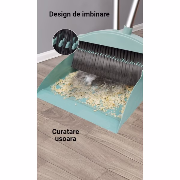Set matura, faras cu coada si matura silicon, Flippy, Pentru uz casnic, Plastic/Otel, Albastru deschis, 90 x 72 x 100 cm - imagine 5