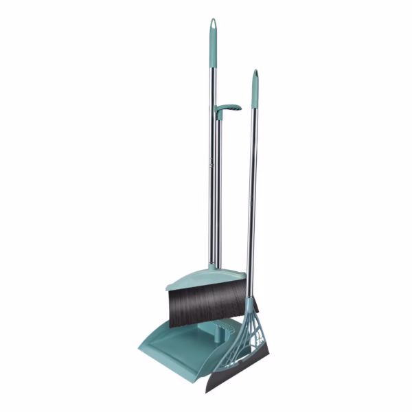 Set matura, faras cu coada si matura silicon, Flippy, Pentru uz casnic, Plastic/Otel, Albastru deschis, 90 x 72 x 100 cm - imagine 1