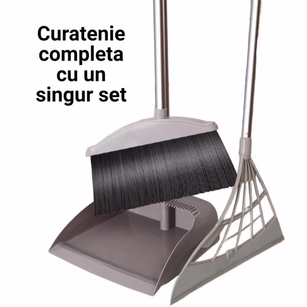 Set matura, faras cu coada si matura silicon, Flippy, Pentru uz casnic, Plastic/Otel, Gri, 90 x 72 x 100 cm - imagine 6