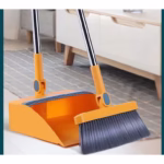 Set Mătură și Făraș cu Coadă Detașabilă, Rotativ și Pliabil, cu Dinți de Curățare, Oțel Inoxidabil, Portocaliu - imagine 5
