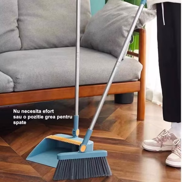 Set Matura si Faras cu Coada Flippy, cu Dinti de Pieptene pentru Curatare Matura, rotativ, pliabil, detasabil, Otel inoxidabil si Polipropilena, albastru - imagine 3