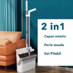 Set Matura si Faras cu Coada Flippy, cu Dinti de Pieptene pentru Curatare Matura, rotativ, pliabil, detasabil, Otel inoxidabil si Polipropilena, 99 x 30 cm Gri - imagine 2