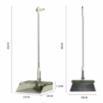Set Matura si Faras cu Coada Flippy, cu Dinti de Pieptene pentru Curatare Matura, rotativ, pliabil, detasabil, Otel inoxidabil si Polipropilena, 99 x 30 cm Verde - imagine 3