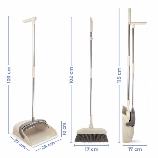 Set matura si faras cu coada, Flippy, Pentru uz casnic, Plastic/Otel, Maro/Bej, Depozitare verticala, 26x25.5x83 cm - imagine 6