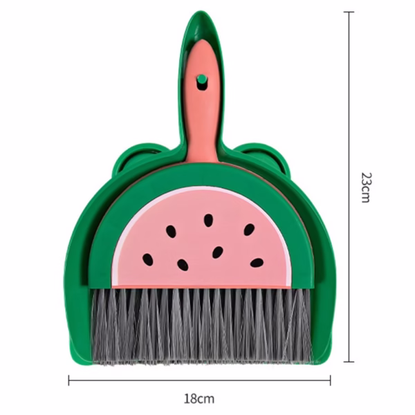 Set Mini Matura si Faras, Flippy, LITTLE CLEANER, Uz Casnic, pentru Birou, Bucatarie, Casa, Model Pepene Verde, 23 x 18 cm Roz-Verde - imagine 5