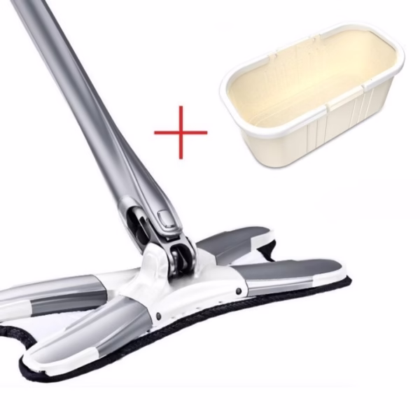 Set Mop Plat + Galeata, Flippy, cu Sistem de Stoargere, Lungime Telescopica 140 cm, Argintiu/Galben - imagine 1