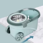 Set mop rotativ cu galeata Flippy, material plastic si microfibra, o rezerva inclusa, rezistent, cu dop scurgere, vas detasabil, orificiu pentru solutie, pentru interior, capacitate 8 l, verde - imagine 3