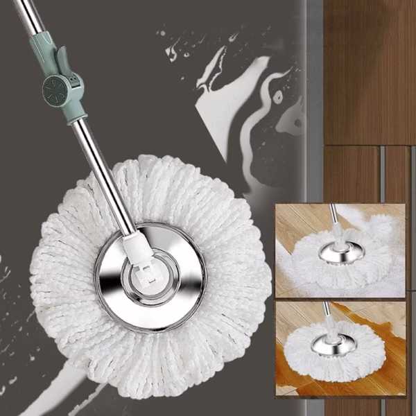 Set mop rotativ cu galeata Flippy, material plastic si microfibra, o rezerva inclusa, rezistent, cu dop scurgere, vas detasabil, orificiu pentru solutie, pentru interior, capacitate 8 l, verde - imagine 4