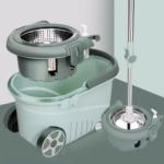 Set mop rotativ cu galeata Flippy, material plastic si microfibra, o rezerva inclusa, rezistent, cu dop scurgere, vas detasabil, orificiu pentru solutie, pentru interior, capacitate 8 l, verde - imagine 6