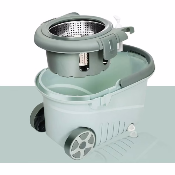 Set mop rotativ cu galeata Flippy, material plastic si microfibra, o rezerva inclusa, rezistent, cu dop scurgere, vas detasabil, orificiu pentru solutie, pentru interior, capacitate 8 l, verde - imagine 7