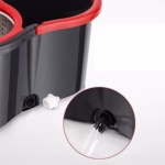 Set Mop Rotativ cu Găleată 8 L pentru Interior, Microfibră și Plastic, cu Dop de Scurgere, Vas Detașabil, Negru/Roșu - imagine 2
