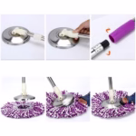 Set Mop Rotativ cu Găleată 8 L pentru Interior, Microfibră și Plastic, cu Dop de Scurgere, Vas Detașabil, Negru/Roșu - imagine 3