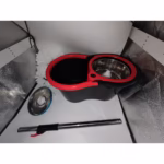 Set Mop Rotativ cu Găleată 8 L pentru Interior, Microfibră și Plastic, cu Dop de Scurgere, Vas Detașabil, Negru/Roșu - imagine 8