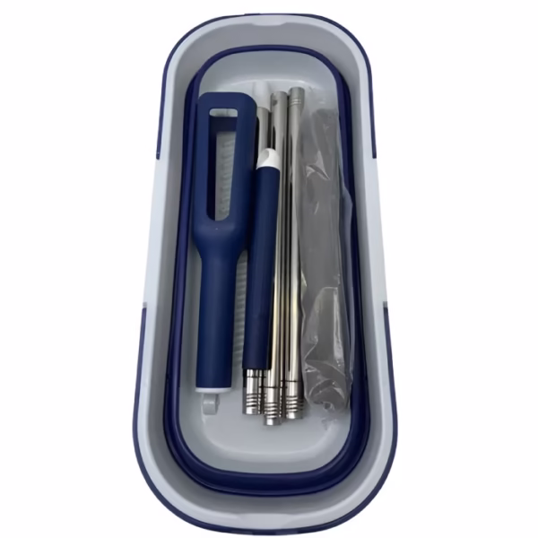 Set Mop Telescopic cu Galeata Pliabila, Flippy, Albastru, 32 cm, Maner Reglabil 140 cm, Sistem de Stoarcere Eficient - imagine 3