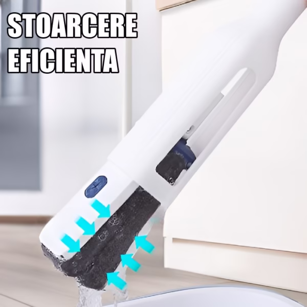 Set Mop Telescopic cu Galeata Pliabila, Flippy, Gri, 32 cm, Maner Reglabil 140 cm, Sistem de Stoarcere Usor si Eficient - imagine 5