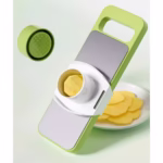 Set Multifunctional din 7 Piese, Flippy, pentru Taierea si Maruntirea Legumelor, Uz Casnic,din Otel Inoxidabil, Gri-Verde - imagine 5