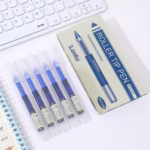 Set Pixuri Profesionale cu Bila, Flippy, pe Baza de Apa Set 12 bucati, Varf Ascutit de 0.5 mm, Pentru Scoala sau Birou, Albastru  - imagine 4