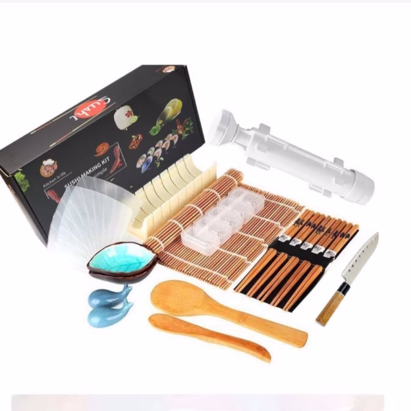 Set Ustensile pentru Sushi, Flippy, Set din 19 Accesorii pentru Sushi, Set pentru Sushi HOME MADE, Cutit Inclus, Forme, Betisoare, Multicolor - imagine 1