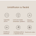 Umidificator de tip flacara, Flippy, cu aromaterapie, 7 culori, 250 ml, alb - imagine 6