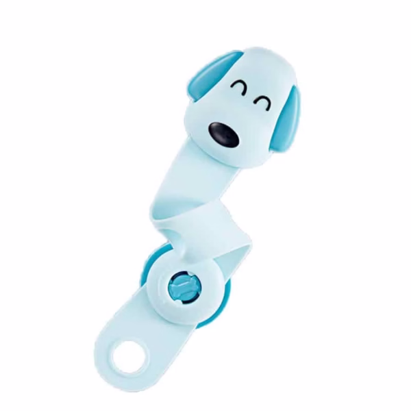 Siguranta pentru Usi Copii, Flippy, Sistem de Blocare Sertare, Dulap, Frigider, Adeziv, cu Sistem de Inchidere Dublu, Model Catelus, Albastru - imagine 4