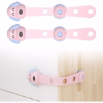 Siguranta pentru Usi Copii, Flippy, Sistem de Blocare Sertare, Dulap, Frigider, Adeziv, cu Sistem de Inchidere Dublu, Model Catelus, Roz - imagine 4