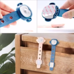 Siguranta pentru Usi Copii, Flippy, Sistem de Blocare Sertare, Dulap, Frigider, Adeziv, cu Sistem de Inchidere Dublu, Model Maimutica, Albastru - imagine 5