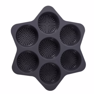 Forme de Silicon pentru Copt, Flippy, 7 Forme Rotiunde, pentru Burgeri si Prajituri, 38.5 x 4 cm, Negru