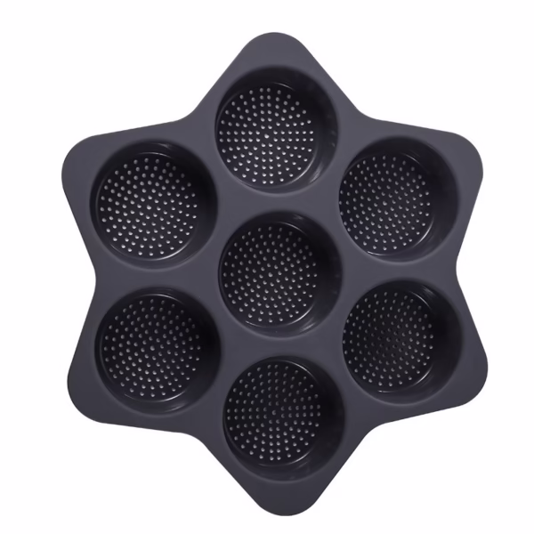 Forme de Silicon pentru Copt, Flippy, 7 Forme Rotiunde, pentru Burgeri si Prajituri, 38.5 x 4 cm, Negru - imagine 1