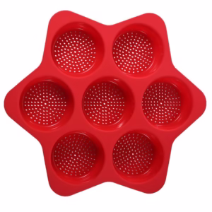 Forme de Silicon pentru Copt, Flippy, 7 Forme Rotiunde, pentru Burgeri si Prajituri, 38.5 x 4 cm, Rosu