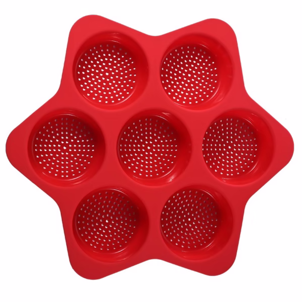 Forme de Silicon pentru Copt, Flippy, 7 Forme Rotiunde, pentru Burgeri si Prajituri, 38.5 x 4 cm, Rosu - imagine 1