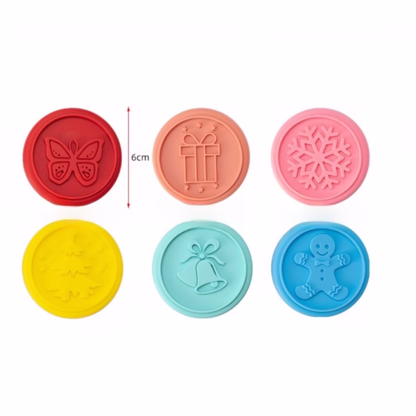 Set 6 stampile pentru prajituri Flippy, tematica de Craciun, din silicon alimentar non-toxic, taietor aluat inclus, 6 cm,  maner din plastic, compact, usor de depozitat, - imagine 2