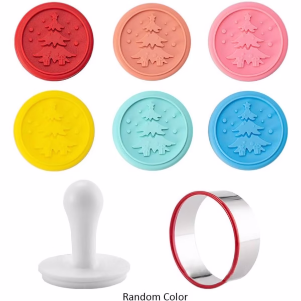 Set 6 stampile pentru prajituri Flippy, tematica de Craciun, din silicon alimentar non-toxic, taietor aluat inclus, 6 cm,  maner din plastic, compact, usor de depozitat, - imagine 8